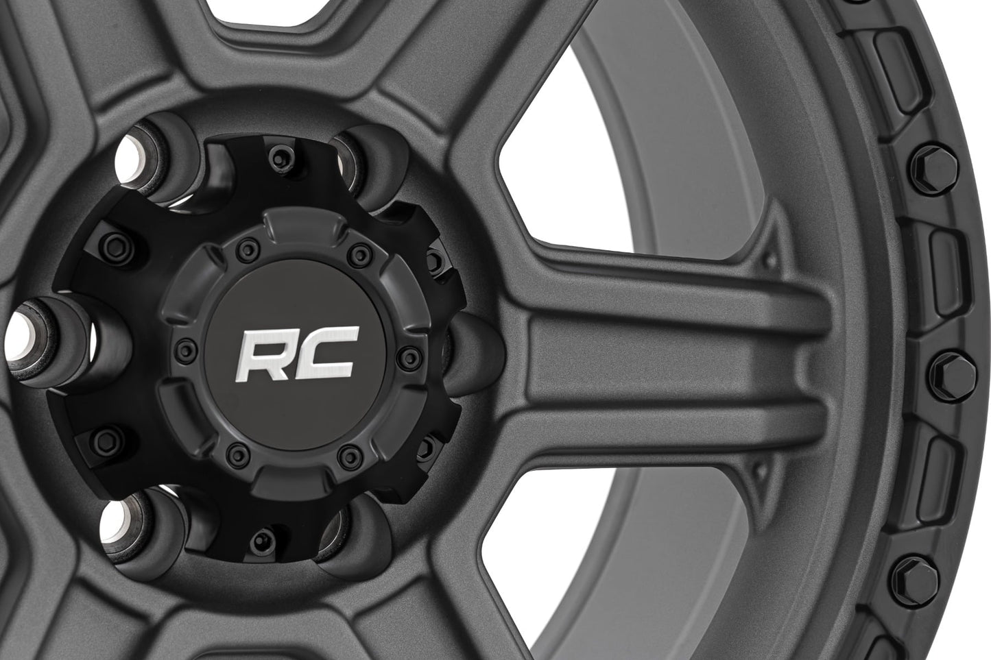 Rough Country 79 Series Wheel | One-Piece | Gunmetal Gray w/Black Ring | 17x8.5 | 6x5.5 | 0mm - Image 6