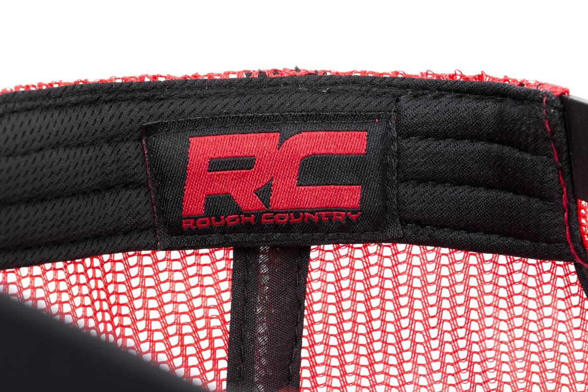 Rough Country Hat | Red Mesh | Rough Country Patch | Black/Red - Image 3