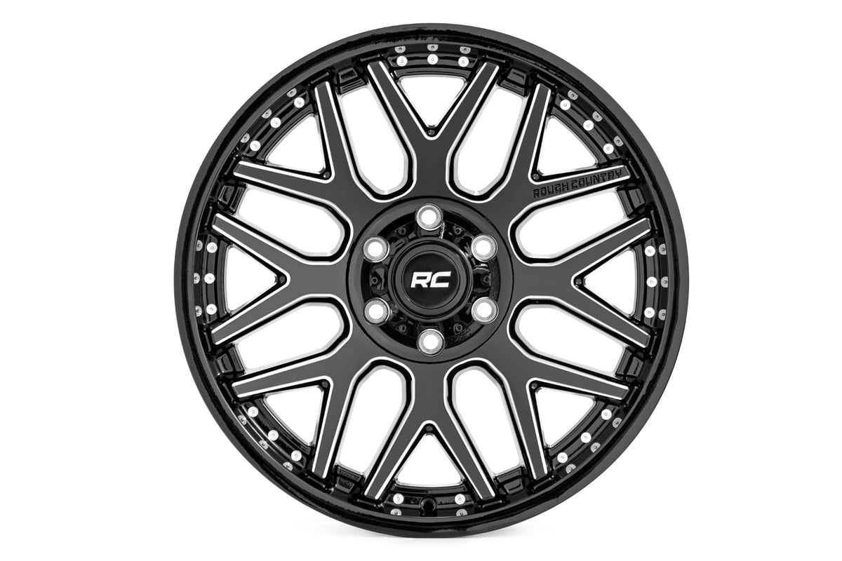 Rough Country 95 Series Wheel | Machined One-Piece | Gloss Black | 20x10 | 5x5 | -19mm - Image 2