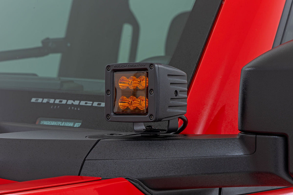 2 Inch LED Light Pods | Spot Beam | Amber Lens | Square - Image 3