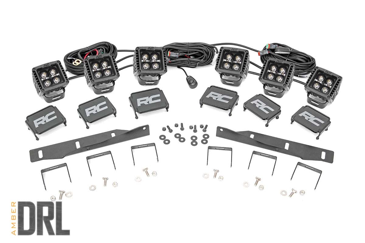 LED Light Kit | Fog Mount | Triple 2" Black Pair | Amber DRL | Ford Raptor (17-20) - Image 2