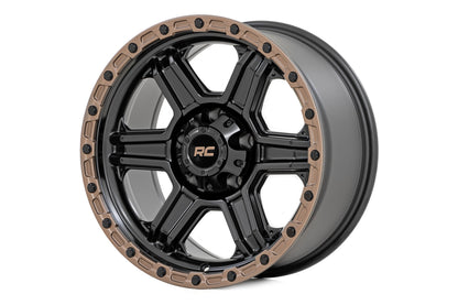 Rough Country 79 Series Wheel | One-Piece | Semi Gloss Black w/Bronze Ring | 17x8.5 | 5x5 | 0mm