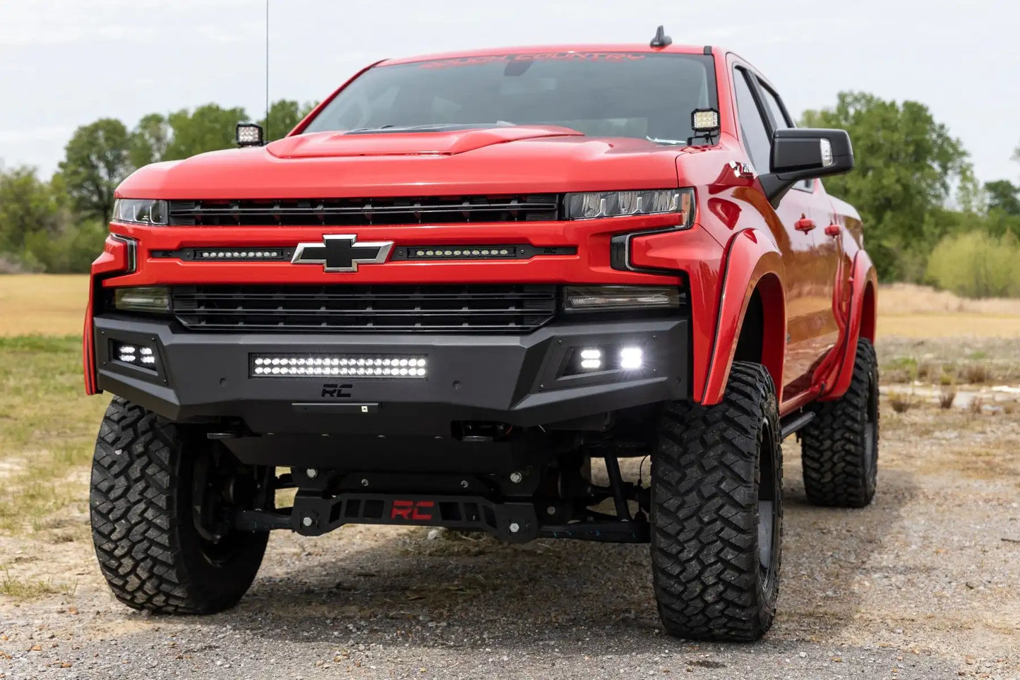 HIGH CLEARANCE FRONT BUMPER LED LIGHTS & SKID PLATE | CHEVY SILVERADO 1500 (19-22)