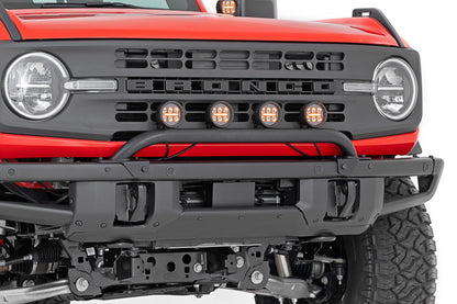 Light Bar Mount | 3.5" Round LED (Quad) | Black | Amber DRL | OE Modular Steel | Ford Bronco (21-24) - Image 2