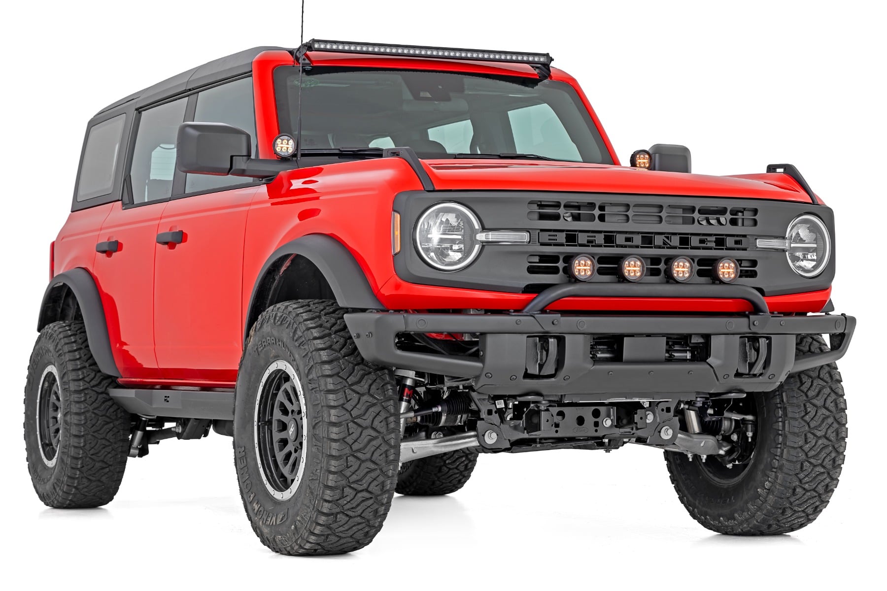 Light Bar Mount | 3.5" Round LED (Quad) | Black | Amber DRL | OE Modular Steel | Ford Bronco (21-24) - Image 3