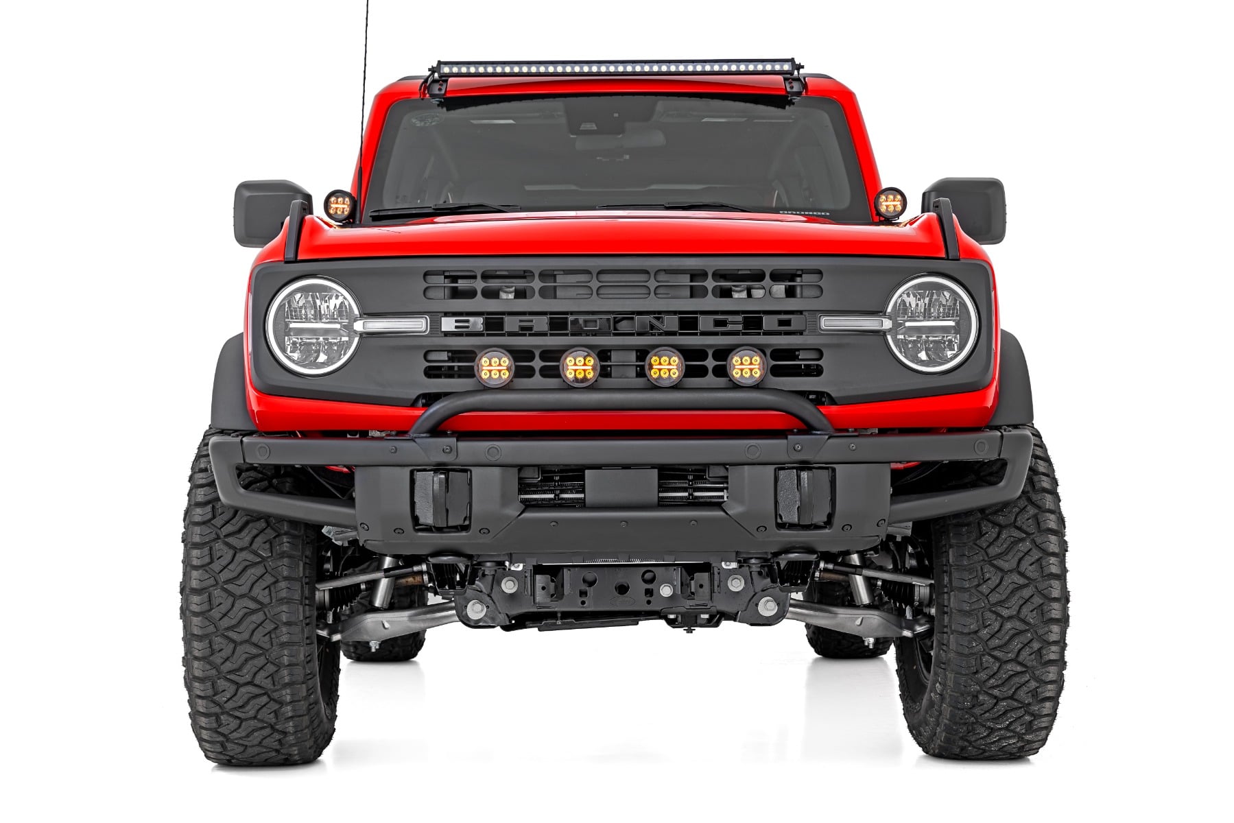 Light Bar Mount | 3.5" Round LED (Quad) | Black | Amber DRL | OE Modular Steel | Ford Bronco (21-24) - Image 4