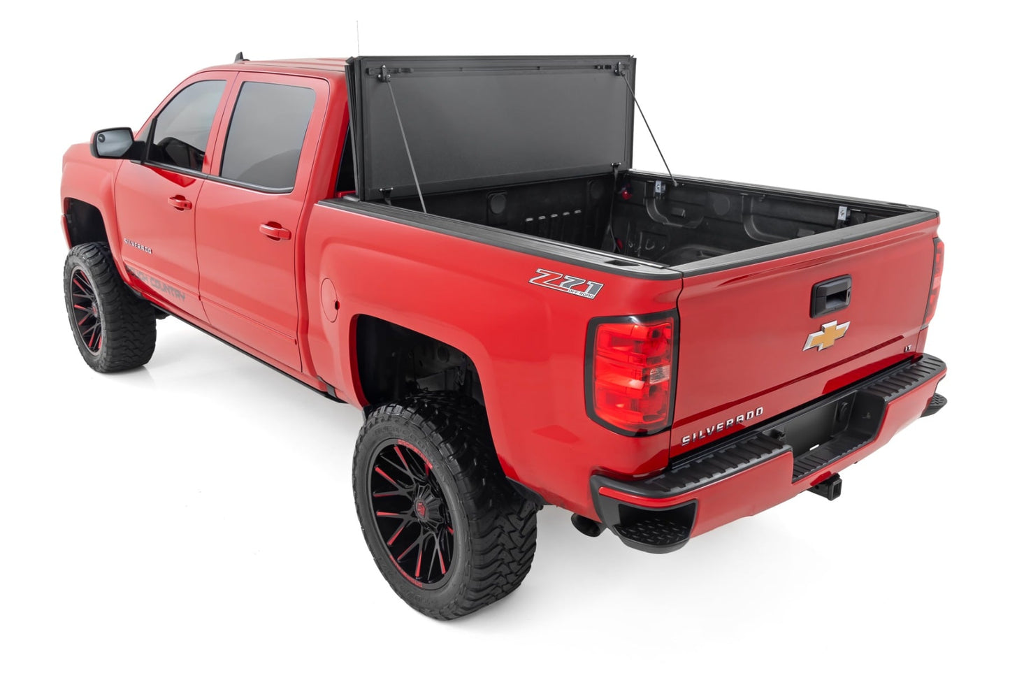 Hard Tri-Fold Flip Up Bed Cover | 6'7" Bed | Rail Cap | Chevy/GMC 1500/2500HD/3500HD (14-19) - Image 5
