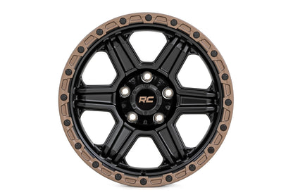 Rough Country 79 Series Wheel | One-Piece | Semi Gloss Black w/Bronze Ring | 18x9 | 5x5 | -12mm - Image 2