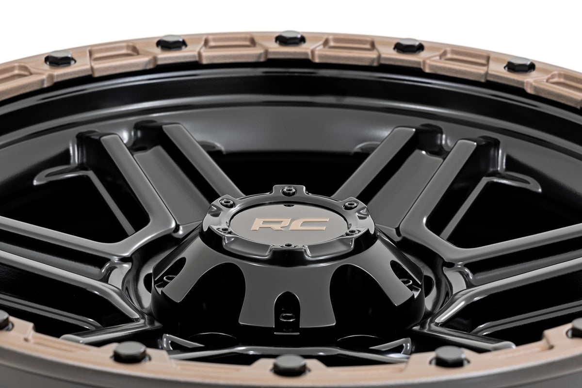 Rough Country 79 Series Wheel | One-Piece | Semi Gloss Black w/Bronze Ring | 18x9 | 6x5.5 |+18mm - Image 5