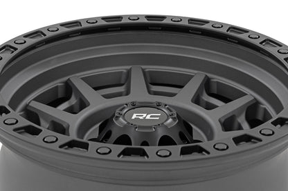 Rough Country 85 Series Wheel | Simulated Beadlock | Gunmetal Gray/Black | 17x9 | 8x170 | -12 - Image 3