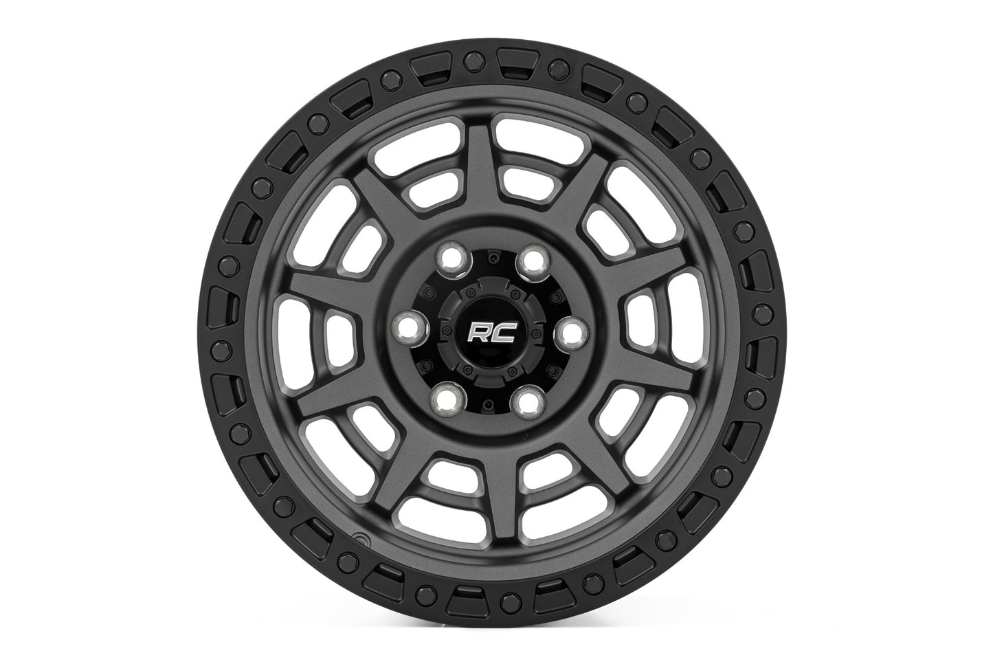 Rough Country 85 Series Wheel | Simulated Beadlock | Gunmetal Gray/Black | 17x9 | 8x170 | -12 - Image 2