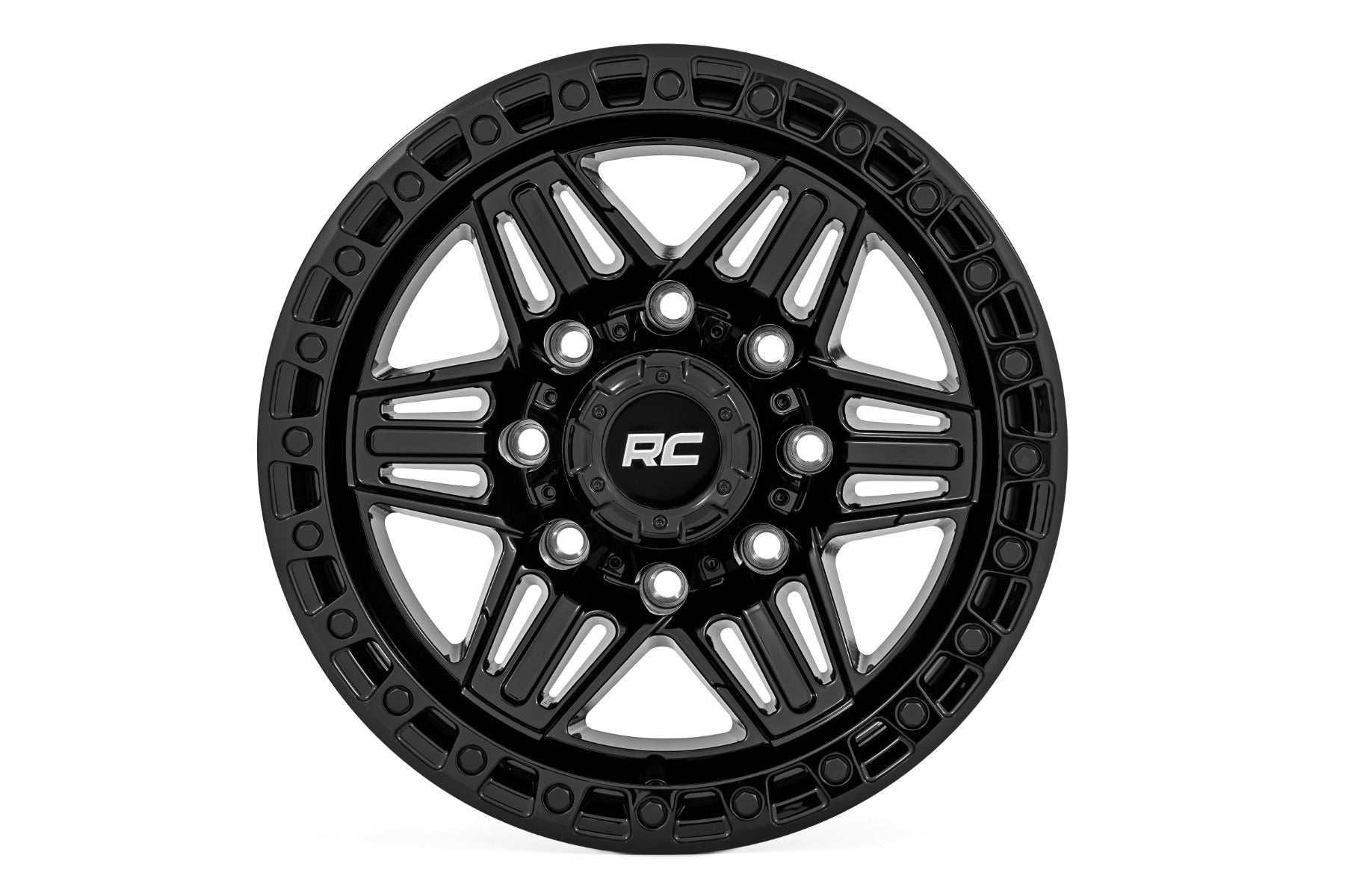 Rough Country 76 Series Wheel | Simulated Beadlock | Gloss Black | 17x9 | 5x5.5 | +0mm - Image 3