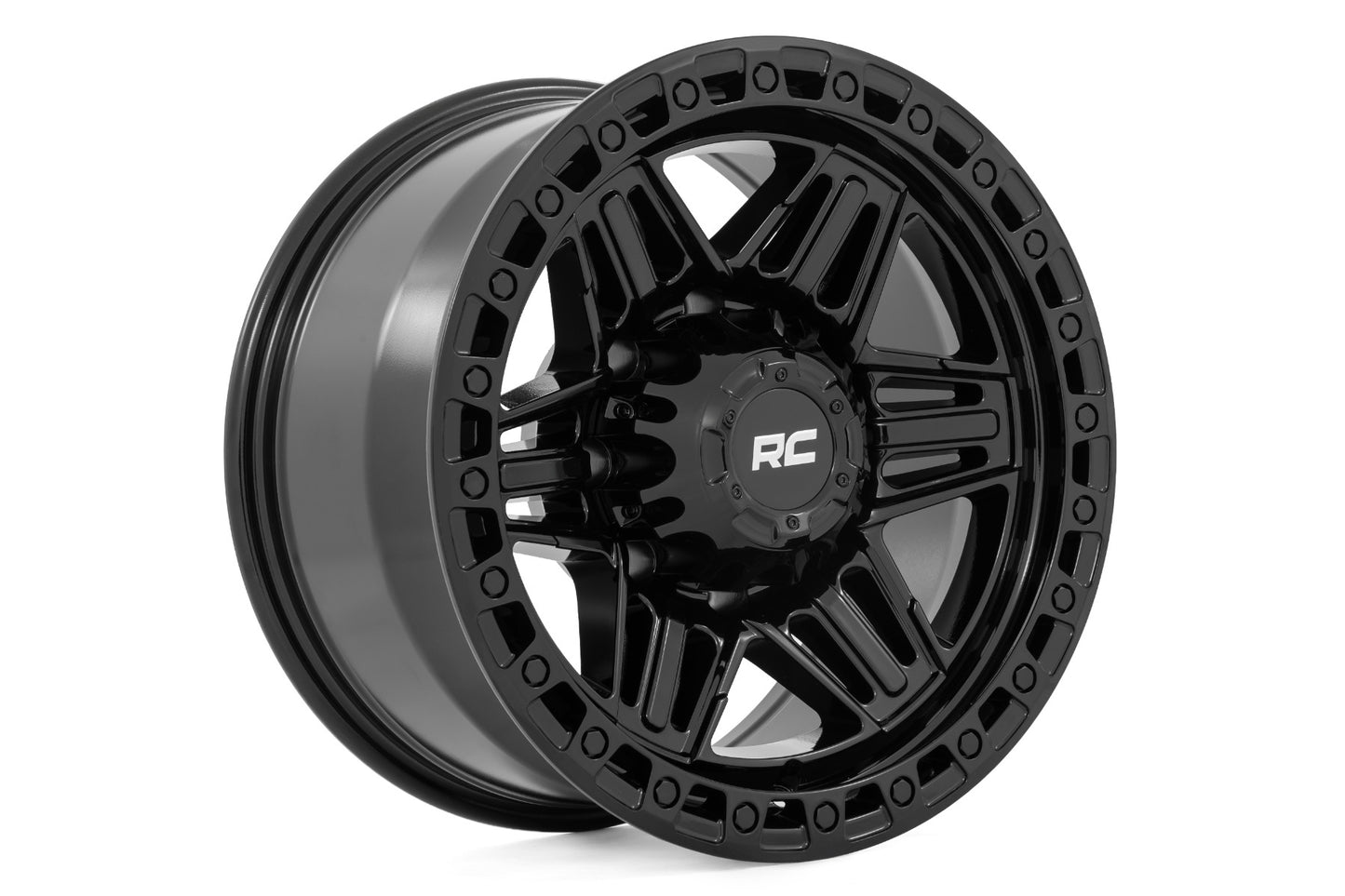 Rough Country 76 Series Wheel | Simulated Beadlock | Gloss Black | 17x9 | 5x5.5 | +0mm - Image 2