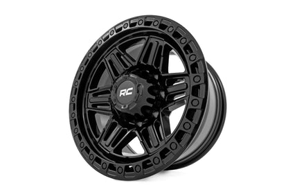 Rough Country 76 Series Wheel | Simulated Beadlock | Gloss Black | 17x9 | 6x5.5 | -12mm - Image 3