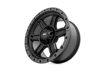 Rough Country 79 Series Wheel | One-Piece | Semi Gloss Black w/Gunmetal Ring | 17x8.5 | 6x5.5 | 0mm - Image 4
