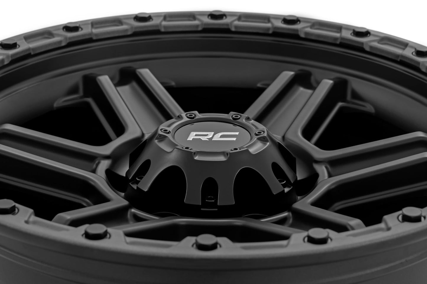 Rough Country 79 Series Wheel | One-Piece | Semi Gloss Black w/Gunmetal Ring | 17x8.5 | 6x5.5 | 0mm - Image 6