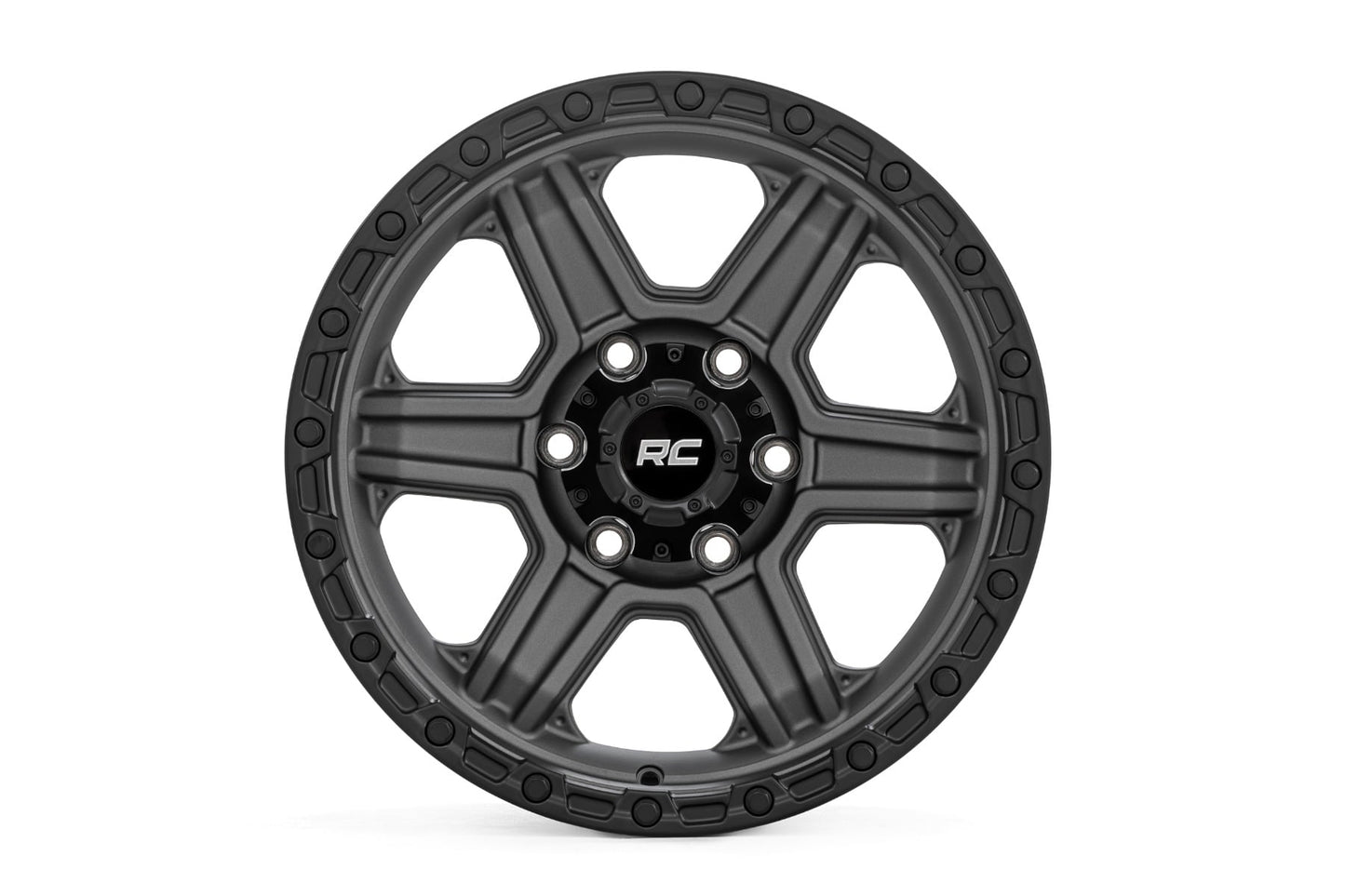 Rough Country 79 Series Wheel | One-Piece | Gunmetal Gray w/Black Ring | 17x8.5 | 6x5.5 | 0mm - Image 2
