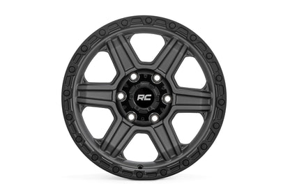 Rough Country 79 Series Wheel | One-Piece | Gunmetal Gray w/Black Ring | 17x8.5 | 6x5.5 | 0mm - Image 2