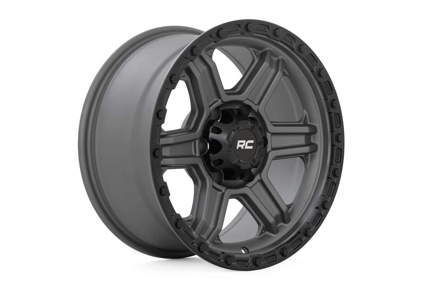 Rough Country 79 Series Wheel | One-Piece | Gunmetal Gray w/Black Ring | 17x8.5 | 6x5.5 | 0mm - Image 3