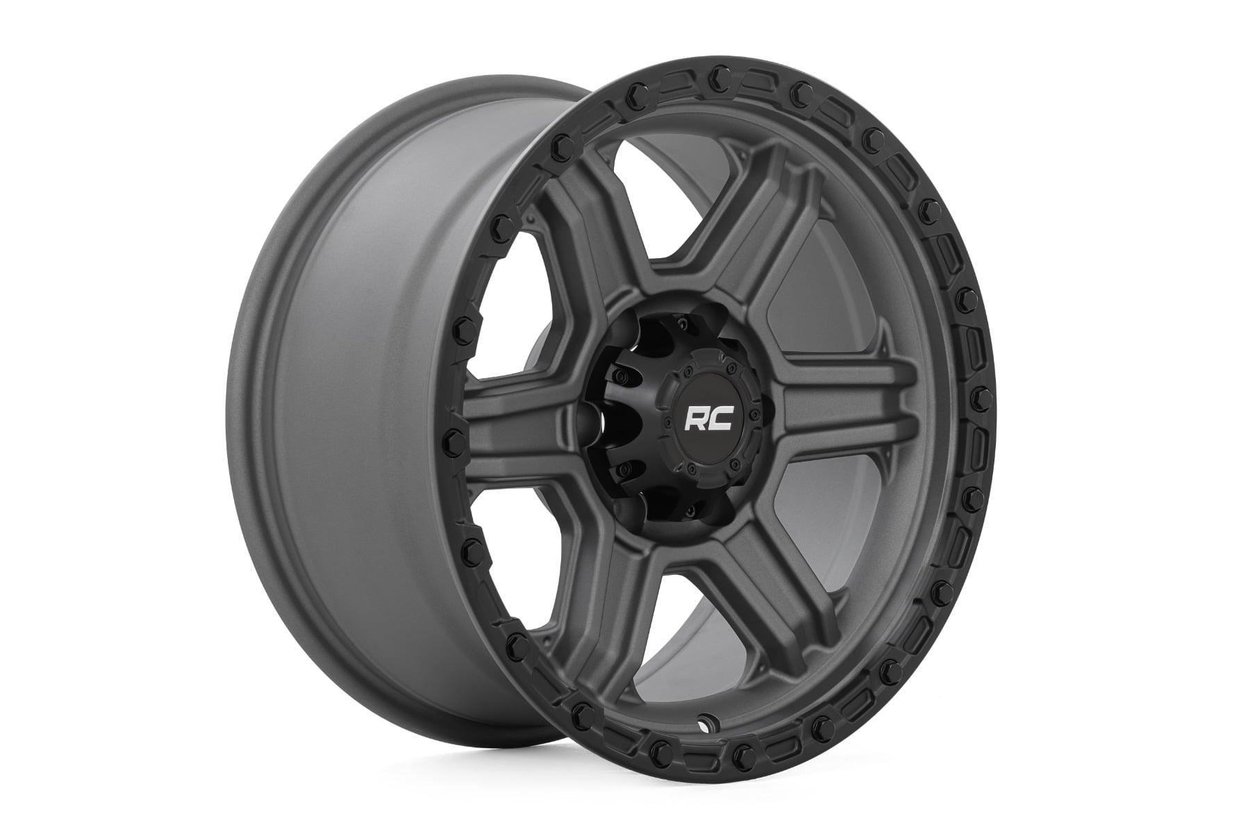 Rough Country 79 Series Wheel | One-Piece | Gunmetal Gray w/Black Ring | 17x8.5 | 6x5.5 | 0mm - Image 3