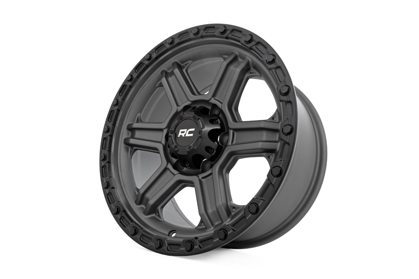 Rough Country 79 Series Wheel | One-Piece | Gunmetal Gray w/Black Ring | 17x8.5 | 6x5.5 | 0mm - Image 4