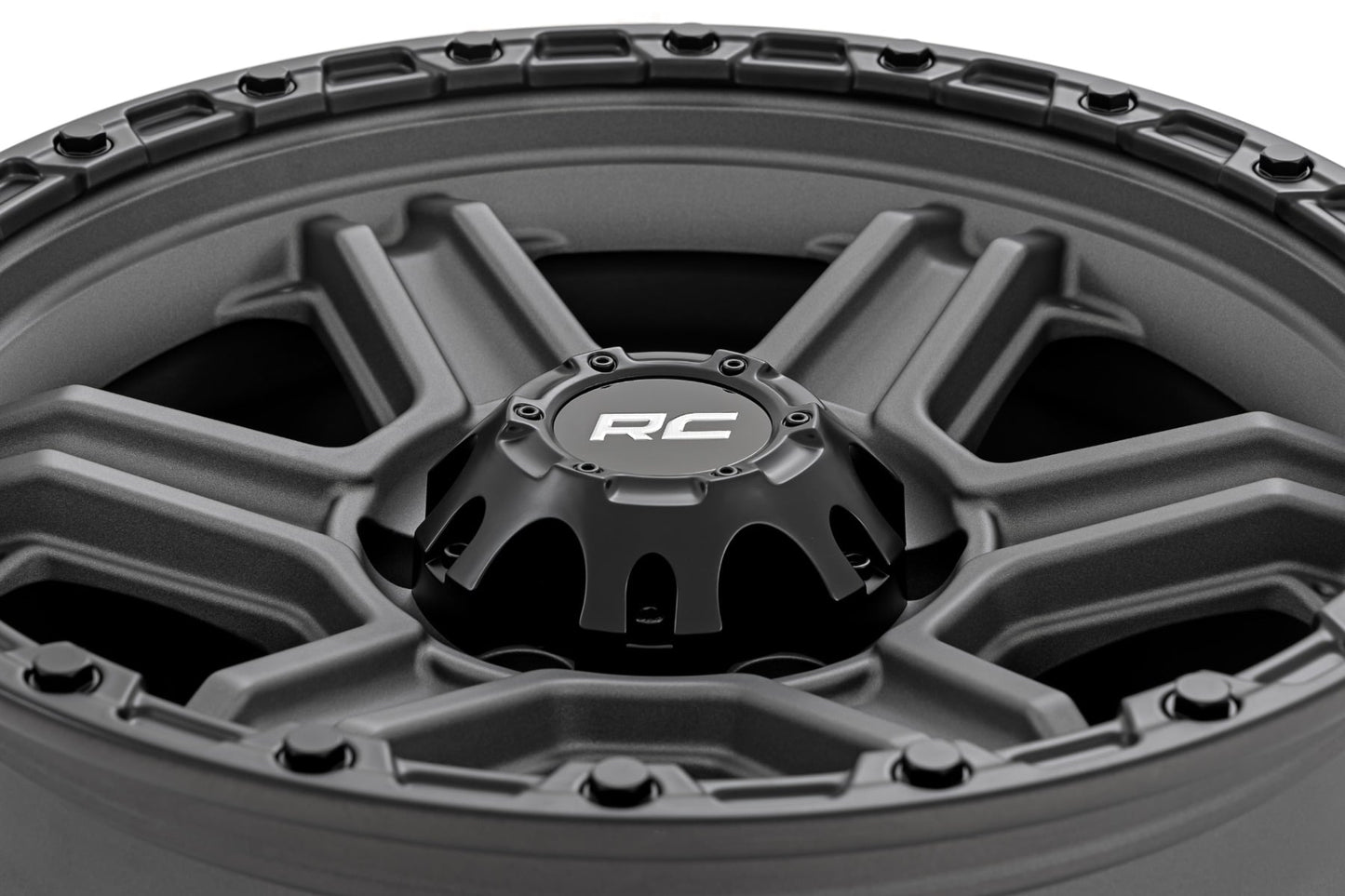 Rough Country 79 Series Wheel | One-Piece | Gunmetal Gray w/Black Ring | 17x8.5 | 6x5.5 | 0mm - Image 5