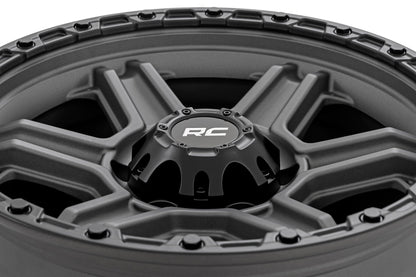 Rough Country 79 Series Wheel | One-Piece | Gunmetal Gray w/Black Ring | 17x8.5 | 6x5.5 | 0mm - Image 5