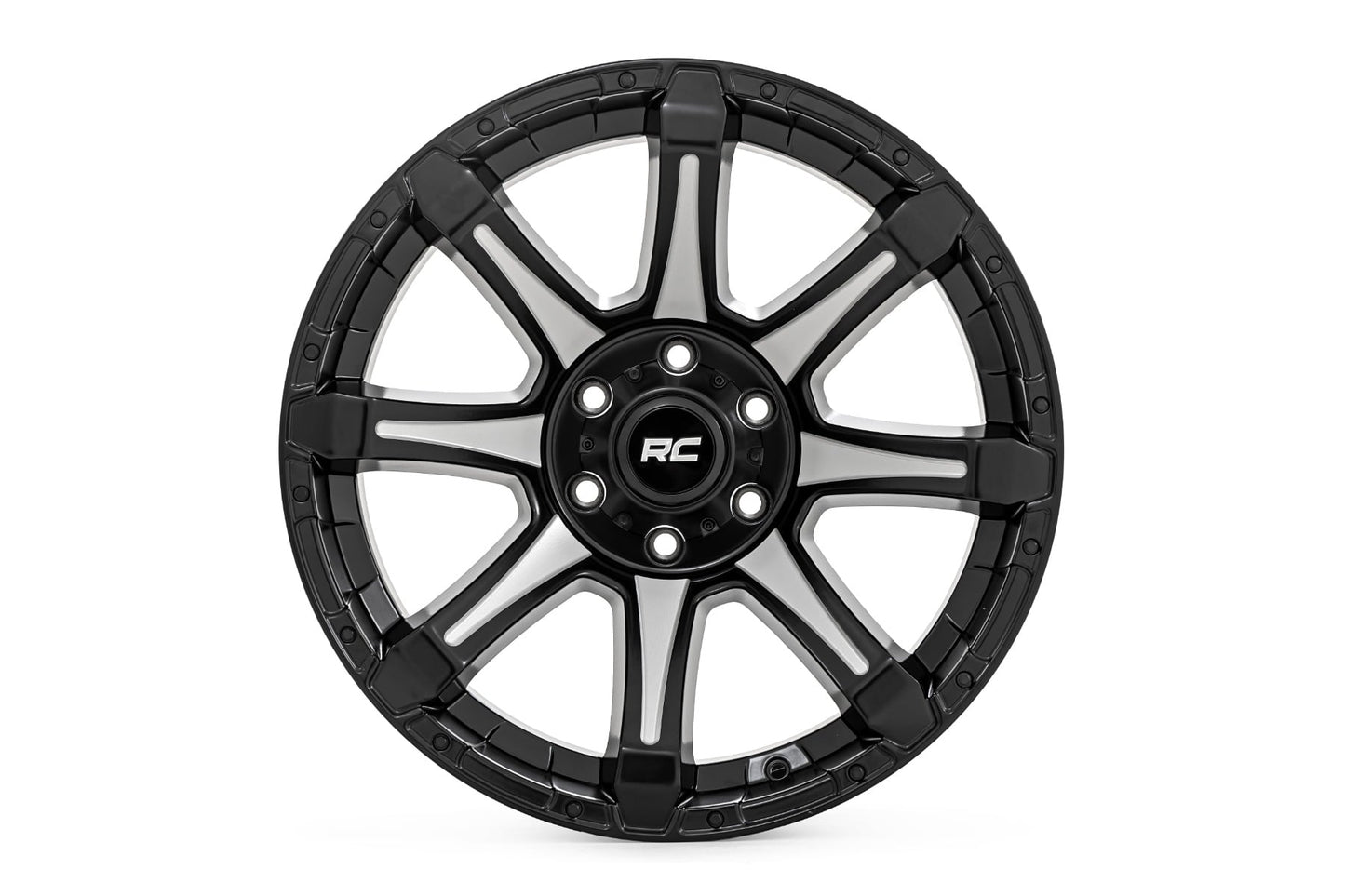 Rough Country 81 Series Wheel | One-Piece | Semi Gloss Black w/machined spokes | 20x9 | 8x180 | 0mm - Image 2