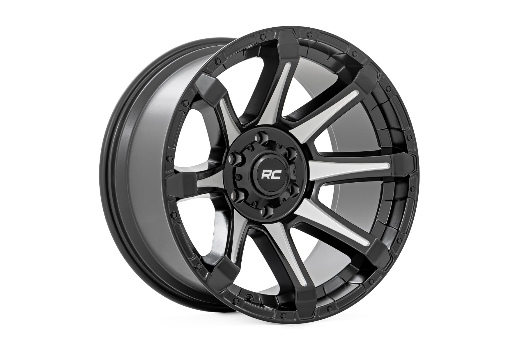 Rough Country 81 Series Wheel | One-Piece | Semi Gloss Black w/machined spokes | 20x9 | 5x5.5 | 0mm - Image 3