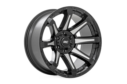 Rough Country 81 Series Wheel | One-Piece | Semi Gloss Black w/machined spokes | 20x9 | 5x5.5 | 0mm - Image 3
