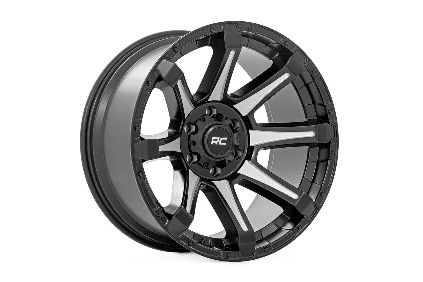 Rough Country 81 Series Wheel | One-Piece | Semi Gloss Black w/machined spokes | 20x9 | 5x150 | +18m - Image 3