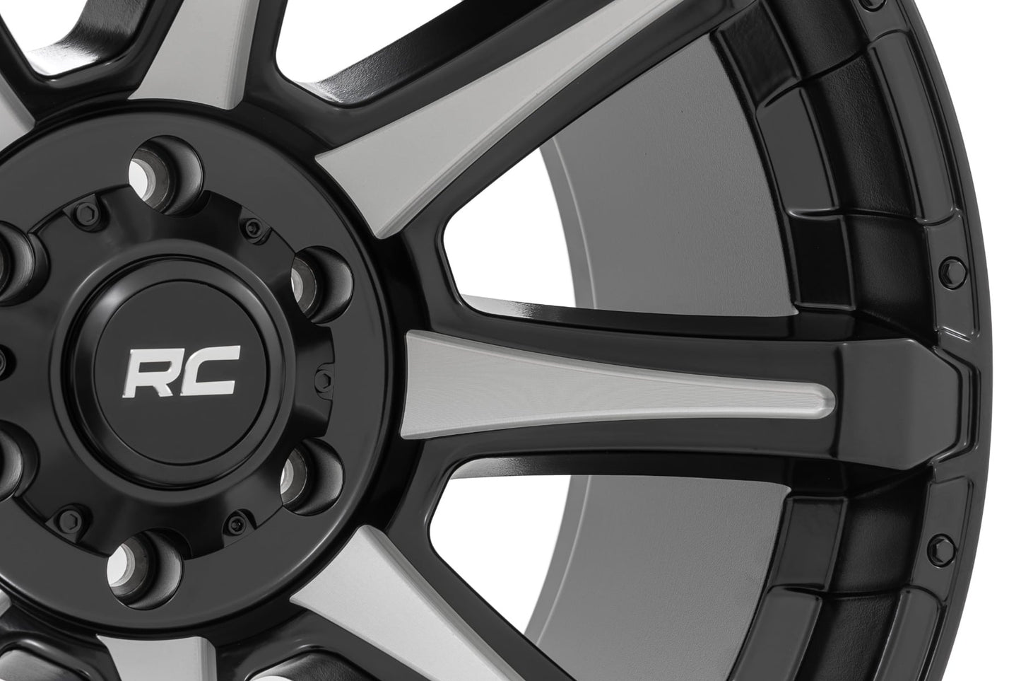 Rough Country 81 Series Wheel | One-Piece | Semi Gloss Black w/machined spokes | 20x9 | 5x5.5 | 0mm - Image 6