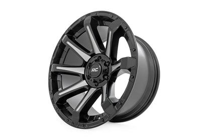 Rough Country 81 Series Wheel | One-Piece | Semi Gloss Black w/machined spokes | 20x9 | 5x5.5 | 0mm - Image 4