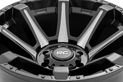 Rough Country 81 Series Wheel | One-Piece | Semi Gloss Black w/machined spokes | 20x9 | 8x180 | 0mm - Image 6
