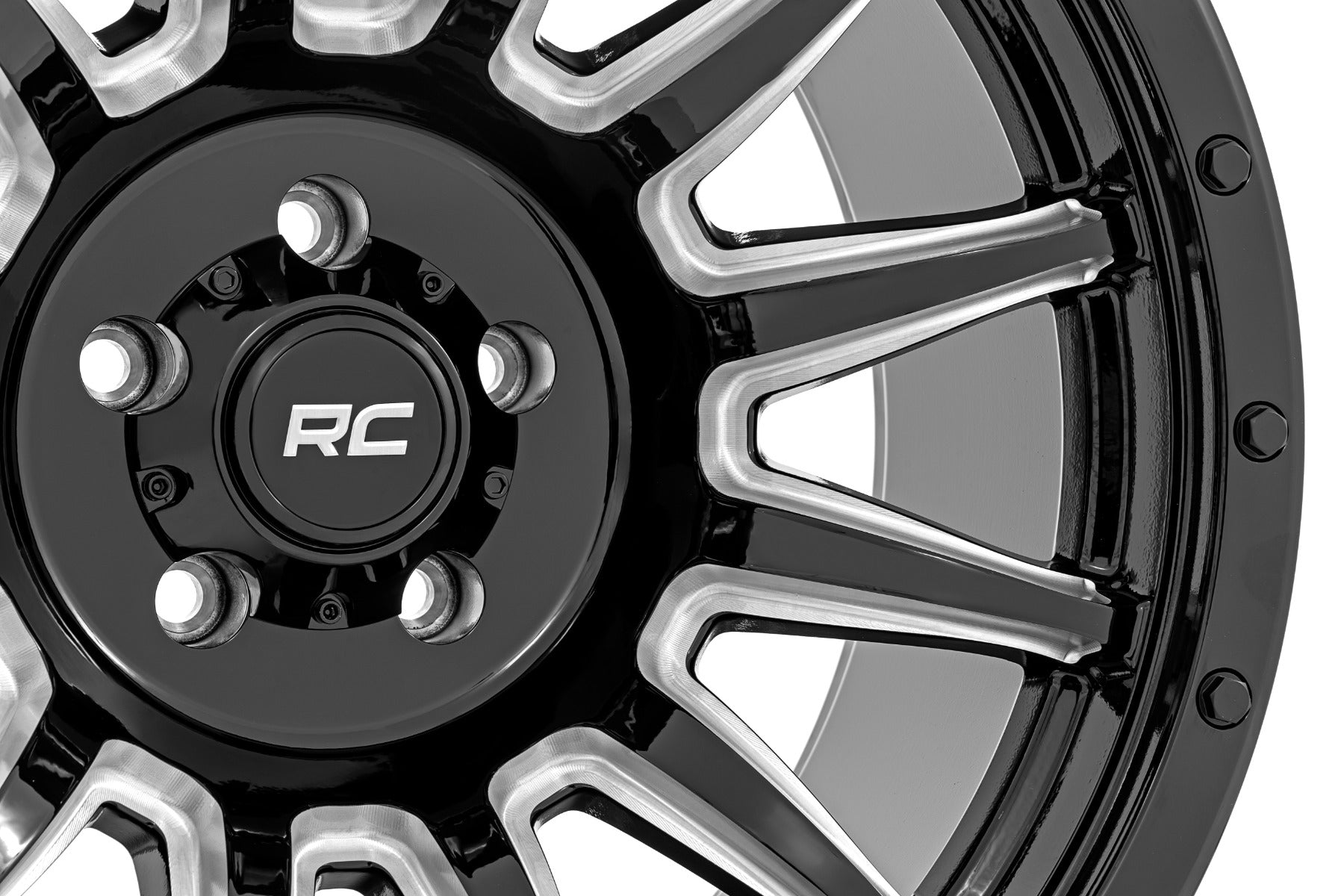 Rough Country 90 Series Wheel | One-Piece | Gloss Black w/machined spokes | 20x9 | 6x5.5 | 0mm - Image 5