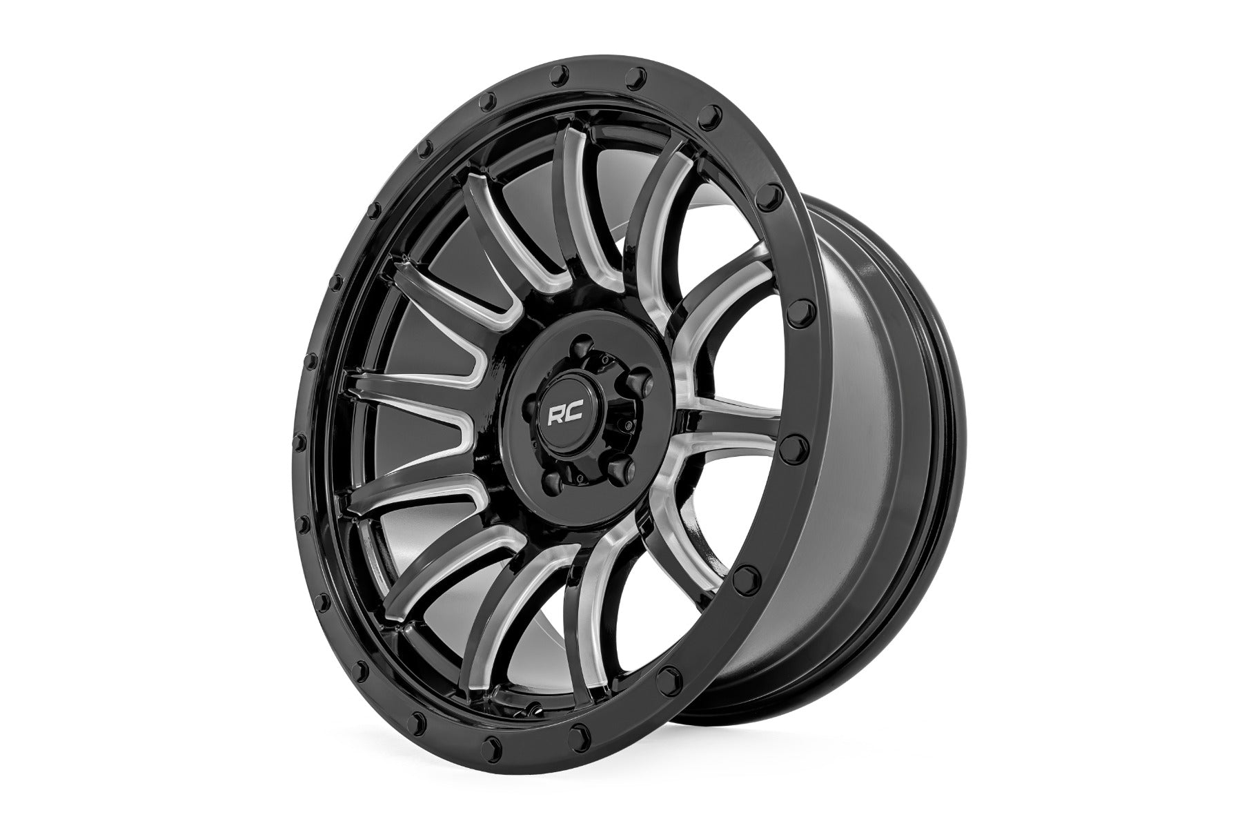 Rough Country 90 Series Wheel | One-Piece | Gloss Black w/machined spokes | 20x10 | 8x170 | -19mm - Image 4