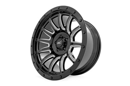 Rough Country 90 Series Wheel | One-Piece | Gloss Black w/machined spokes | 18x9 | 6x5.5 | -12mm - Image 4