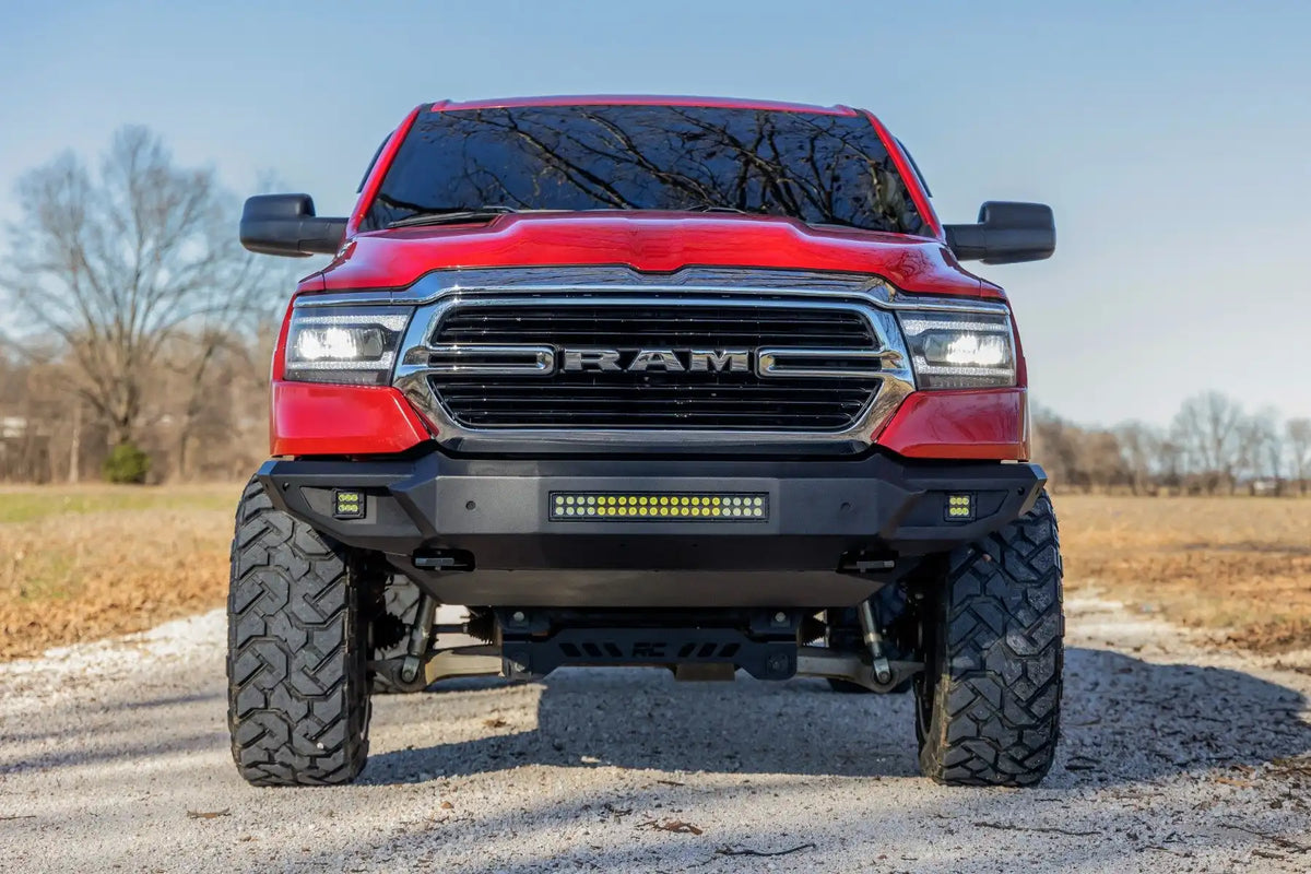 HIGH CLEARANCE FRONT BUMPER LED LIGHTS & SKID PLATE | RAM 1500 (19-23)