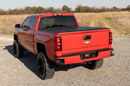 Hard Tri-Fold Flip Up Bed Cover | 6'7" Bed | Rail Cap | Chevy/GMC 1500/2500HD/3500HD (14-19) - Image 6