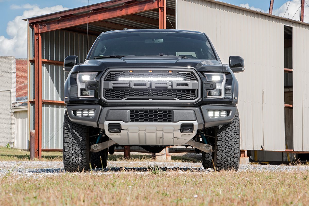 LED Light Kit | Grille Mount | 30" Black Single Row | White DRL | Ford Raptor (17-20) - Image 4