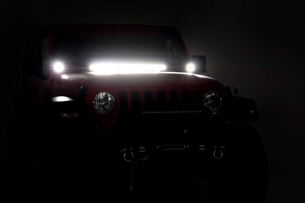 LED Light Kit | Hood Mount | 30" Black Single Row | Jeep Gladiator JT/Wrangler JL (18-26) - Image 5