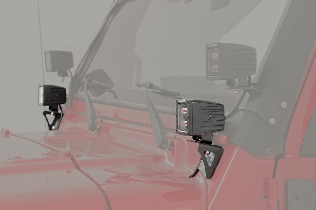 LED Light Mount | Lower Windshield | Pod | Jeep Wrangler TJ (97-06)/Wrangler Unlimited (04-06) - Image 2