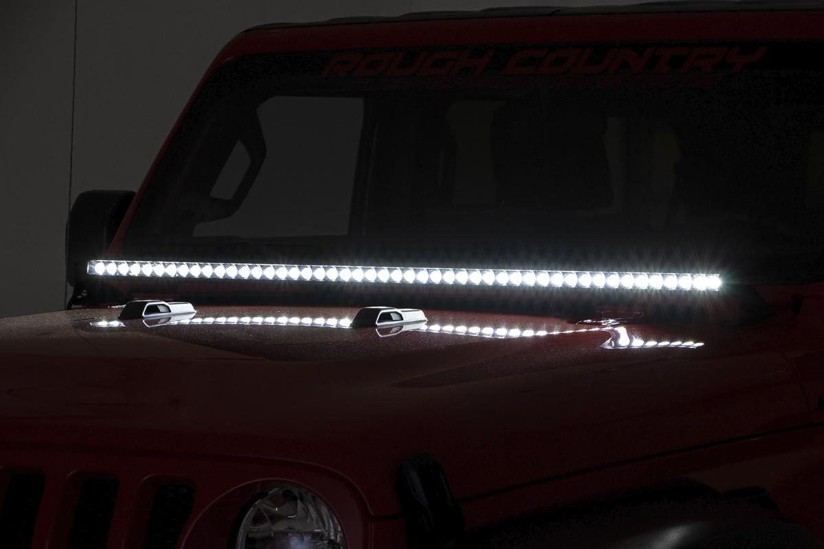 LED Light Kit | Cowl Mount | 50" Black Single Row | Jeep Gladiator JT/Wrangler JL (18-26) - Image 4