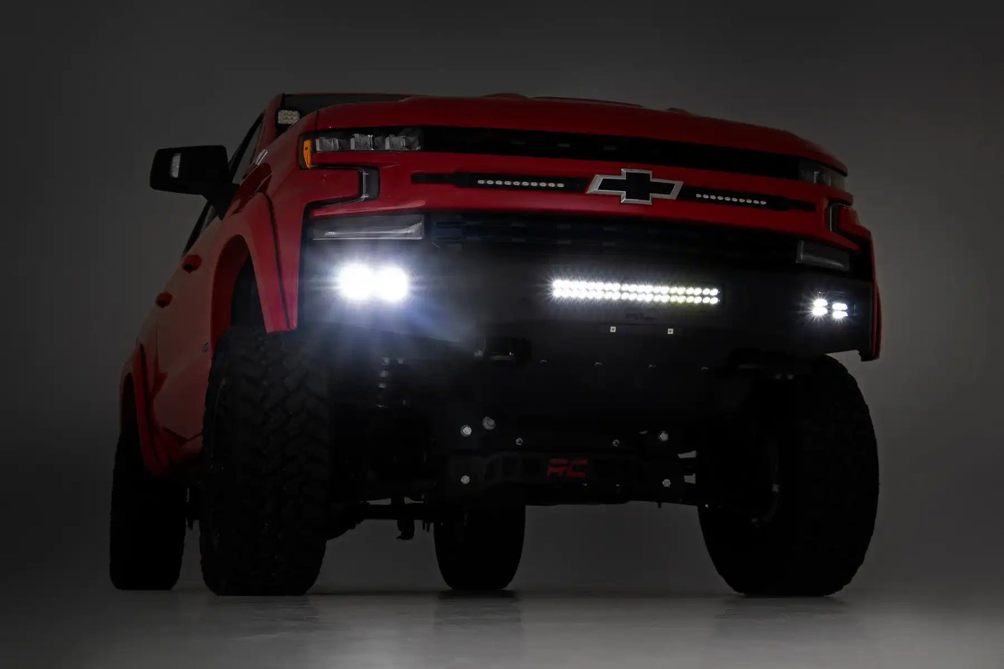 HIGH CLEARANCE FRONT BUMPER LED LIGHTS & SKID PLATE | CHEVY SILVERADO 1500 (19-22)