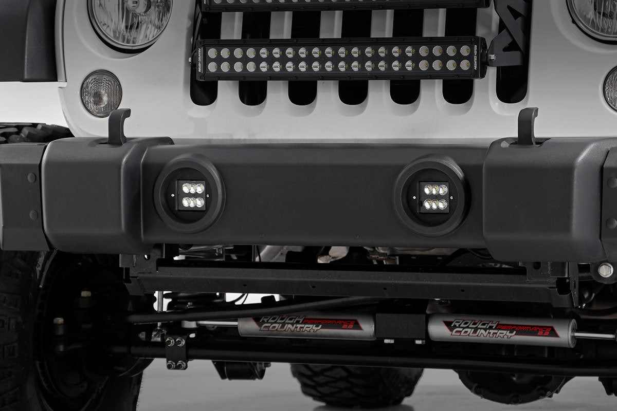 LED Light Kit | Fog Mount | 2" Black Pair | Jeep Wrangler JK/Wrangler Unlimited (10-18) - Image 2