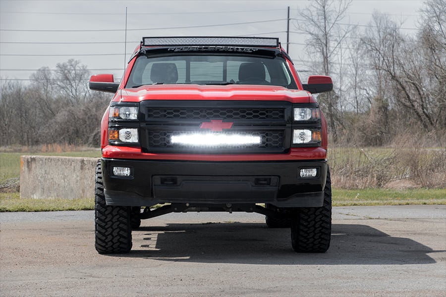 LED Light Kit | Behind Grille Mount | 30" Black Dual Row | White DRL | Chevy Silverado 1500 (14-15) - Image 6