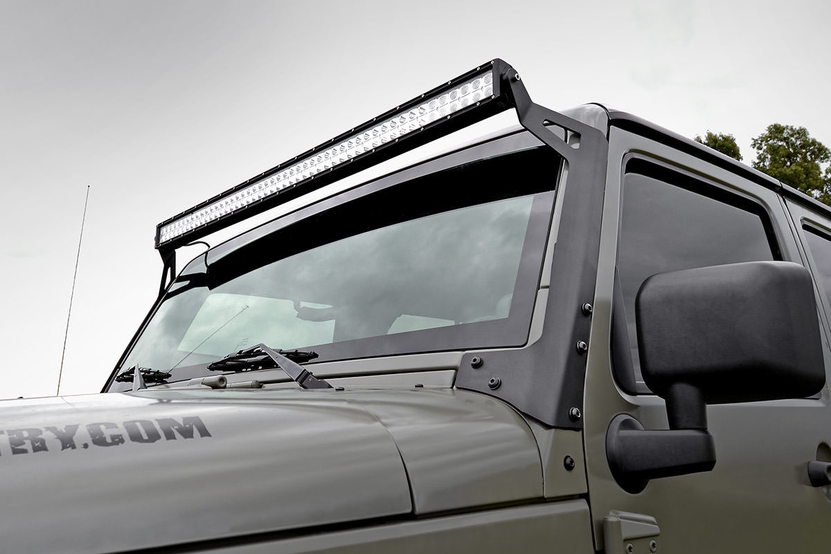 LED Light | Windshield Mnt | 50" Black Dual Row | White DRL | Jeep Wrangler JK (07-18) - Image 2