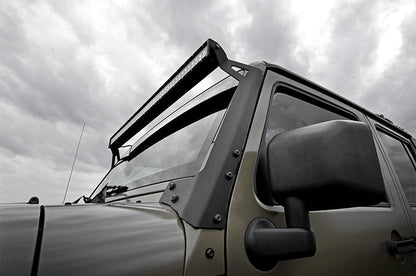 LED Light | Windshield Mnt | 50" Black Dual Row | White DRL | Jeep Wrangler JK (07-18) - Image 3